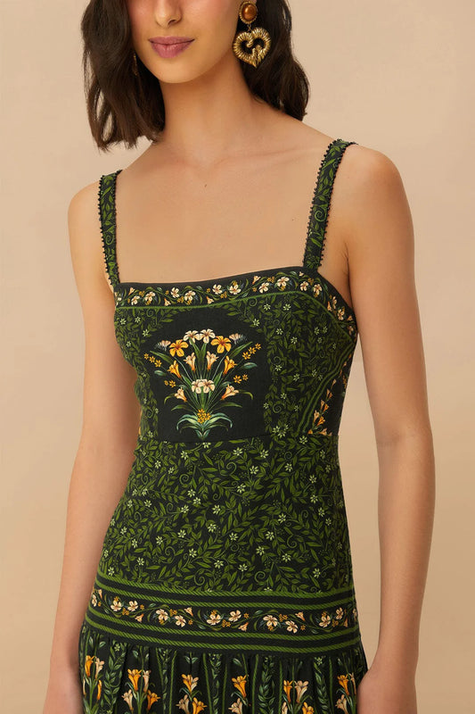 Vestido invitada tirantes verde farm rio alquiler españa