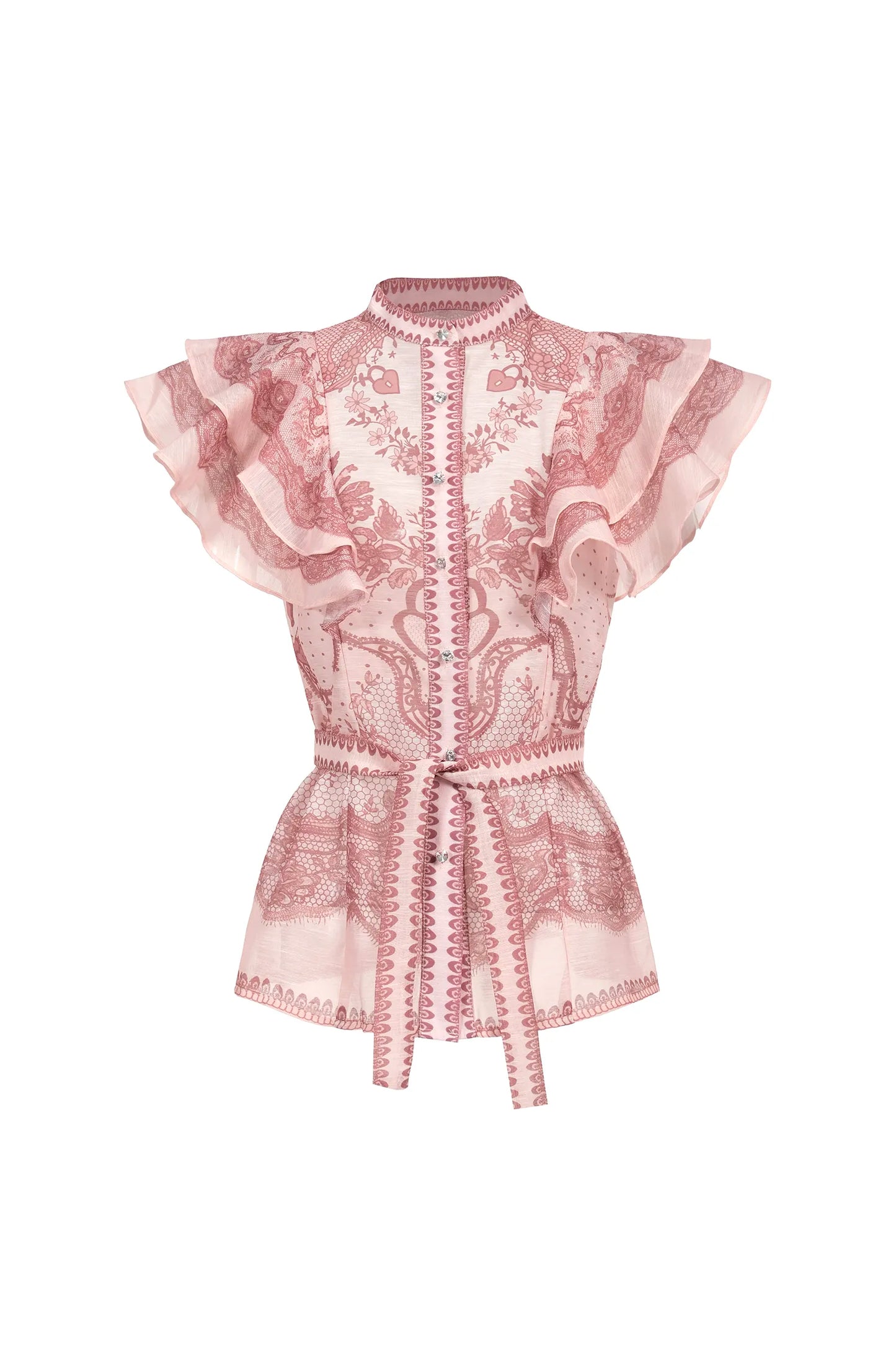 Top de Zimermann estampado rosa diaponible en alquiler en Madrid, Valencia, Barcelona, Sevilla.