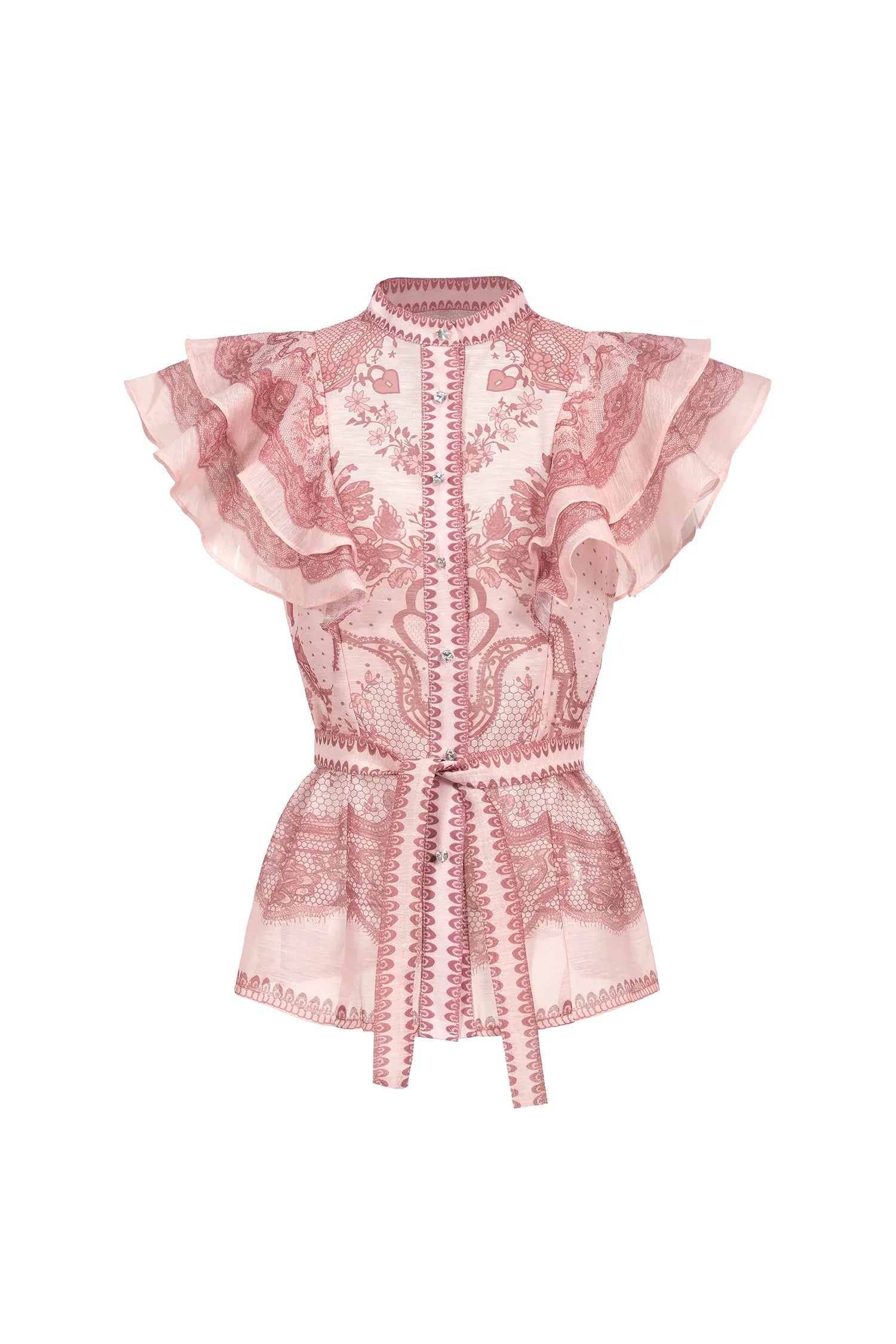 Top de Zimermann estampado rosa diaponible en alquiler en Madrid, Valencia, Barcelona, Sevilla.