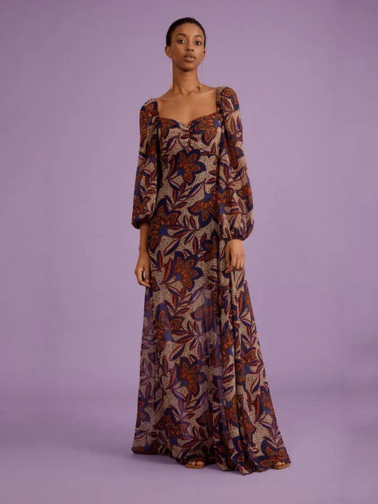 Vestido estampado paisley con manga larga perfecto para otoño o invierno. Vestido de la marca Avec Studio.