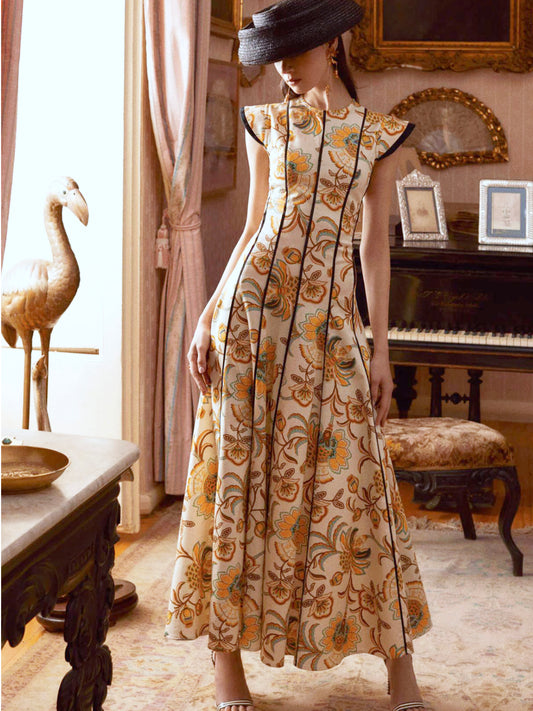 Vestido de la marca IQ Collection con hombreras y estampado amarillo. Disponible para alquiler en España.
Ideal para invitada de boda, fiesta, bautizo, comunion y madres de bautizo.
